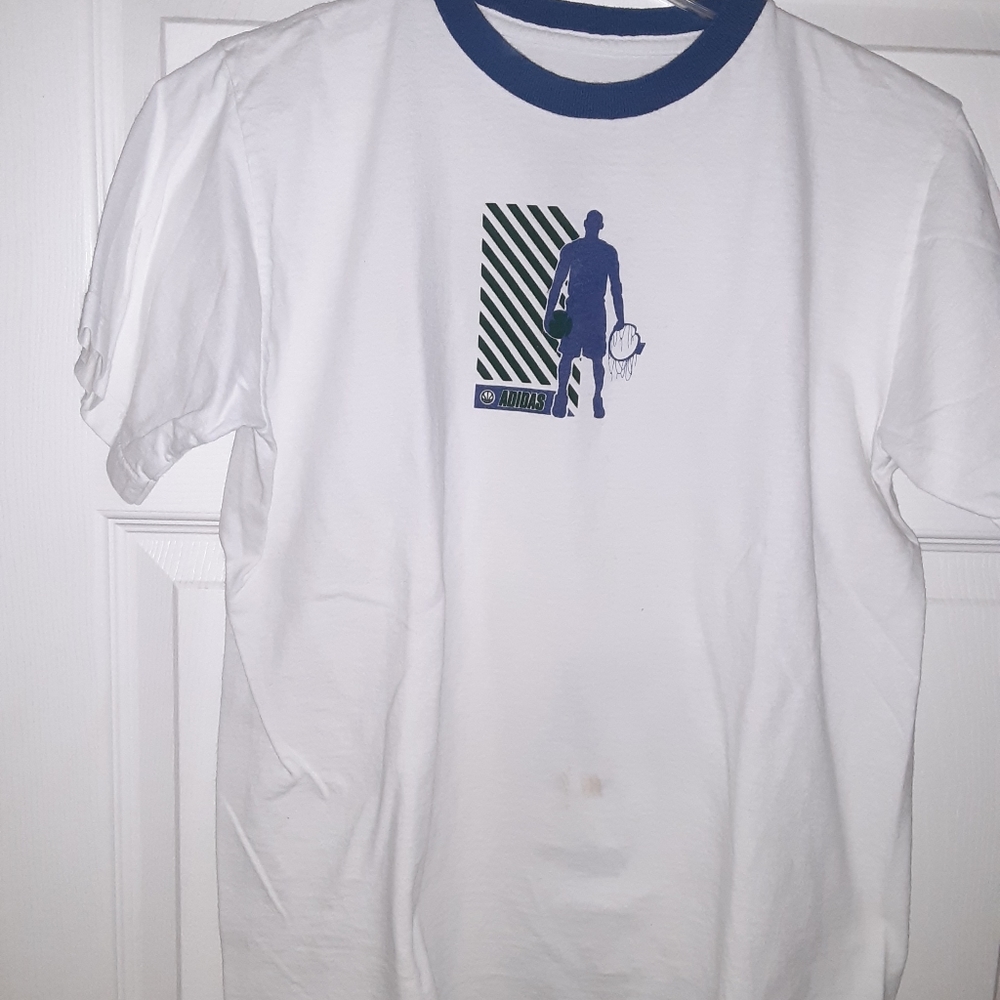 Vintage Adidas Demolition Squad White T-Shirt Size Childs Extra Large Worn Cond.